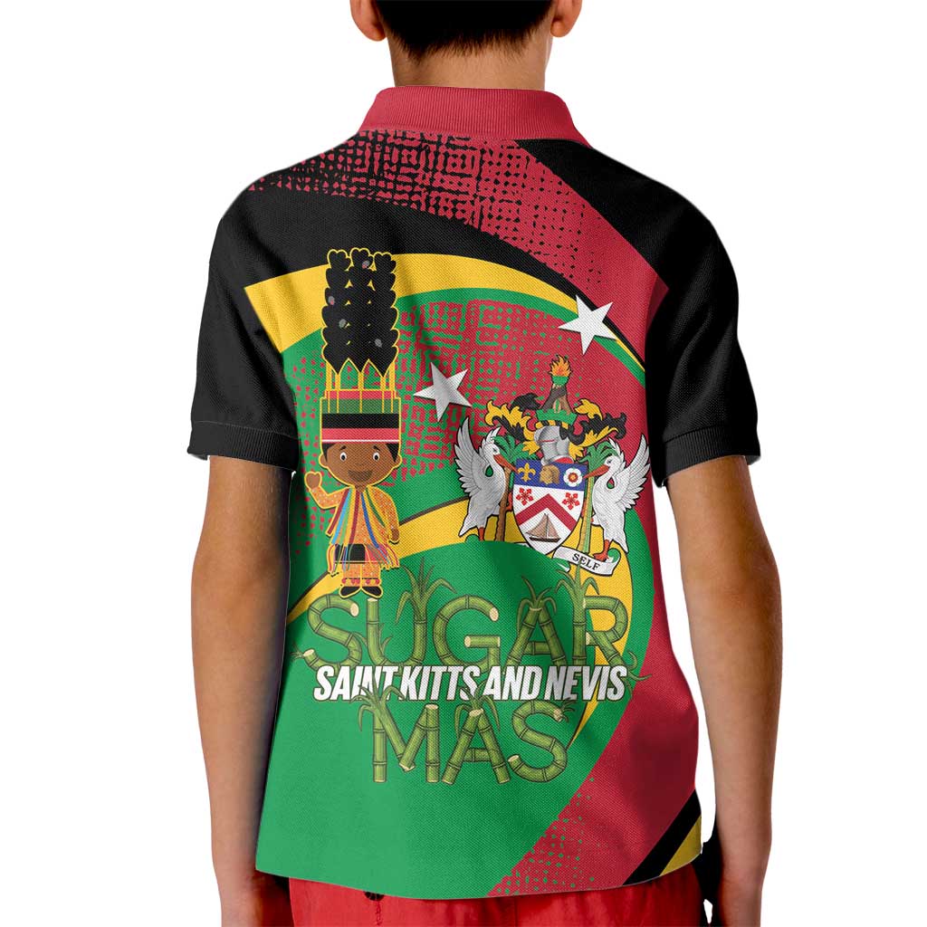 St Kitts and Nevis Sugar Mas Kid Polo Shirt Caribbean Masquerade Flag Color - Wonder Print Shop