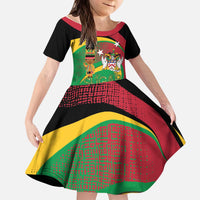 St Kitts and Nevis Sugar Mas Kid Short Sleeve Dress Caribbean Masquerade Flag Color - Wonder Print Shop