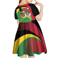 St Kitts and Nevis Sugar Mas Kid Short Sleeve Dress Caribbean Masquerade Flag Color - Wonder Print Shop
