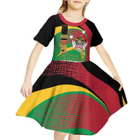 St Kitts and Nevis Sugar Mas Kid Short Sleeve Dress Caribbean Masquerade Flag Color - Wonder Print Shop