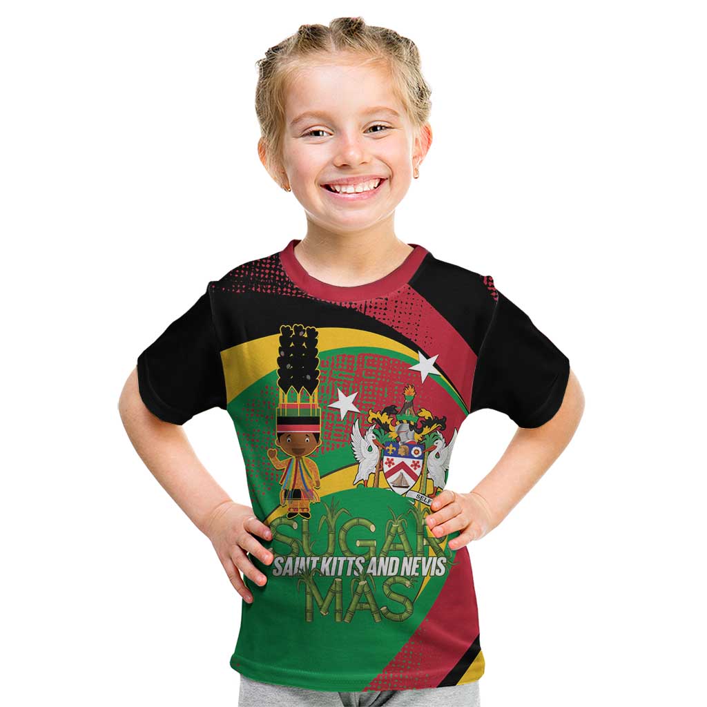 St Kitts and Nevis Sugar Mas Kid T Shirt Caribbean Masquerade Flag Color - Wonder Print Shop