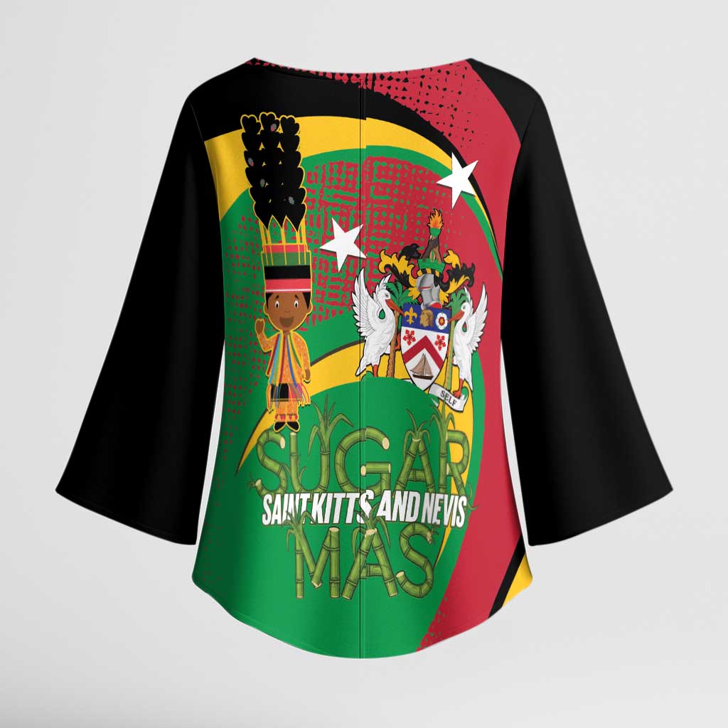 St Kitts and Nevis Sugar Mas Kimono Sleeve Blouse Caribbean Masquerade Flag Color - Wonder Print Shop