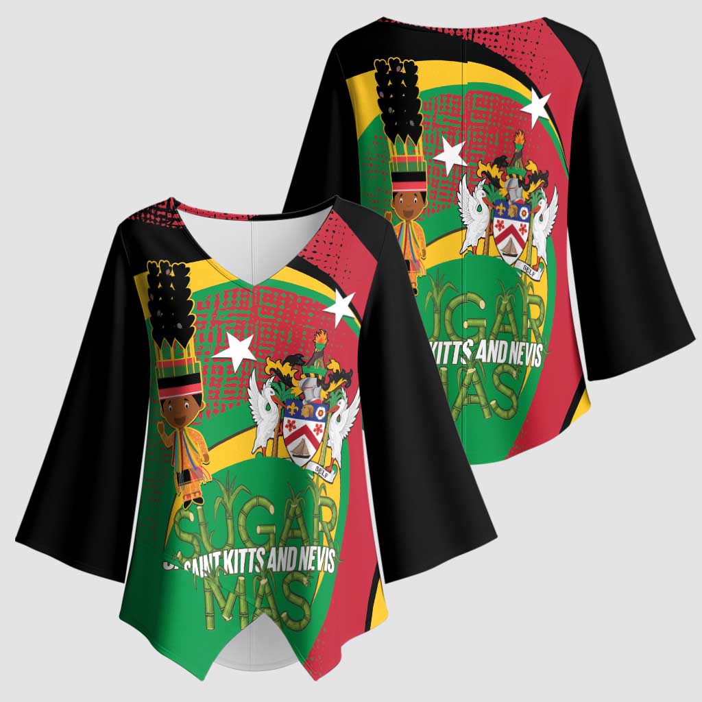 St Kitts and Nevis Sugar Mas Kimono Sleeve Blouse Caribbean Masquerade Flag Color - Wonder Print Shop