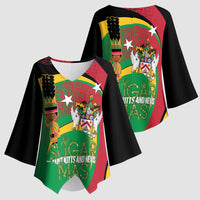 St Kitts and Nevis Sugar Mas Kimono Sleeve Blouse Caribbean Masquerade Flag Color - Wonder Print Shop