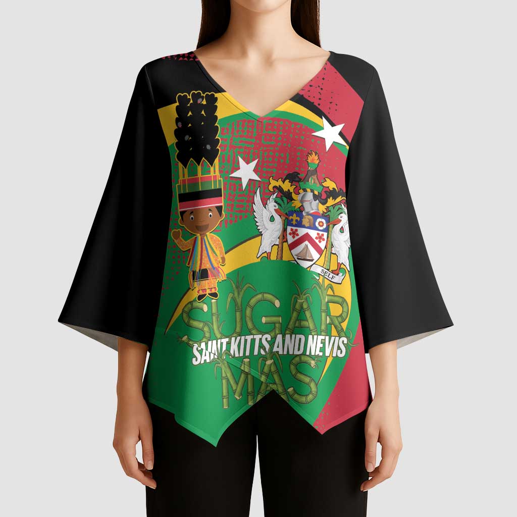 St Kitts and Nevis Sugar Mas Kimono Sleeve Blouse Caribbean Masquerade Flag Color - Wonder Print Shop