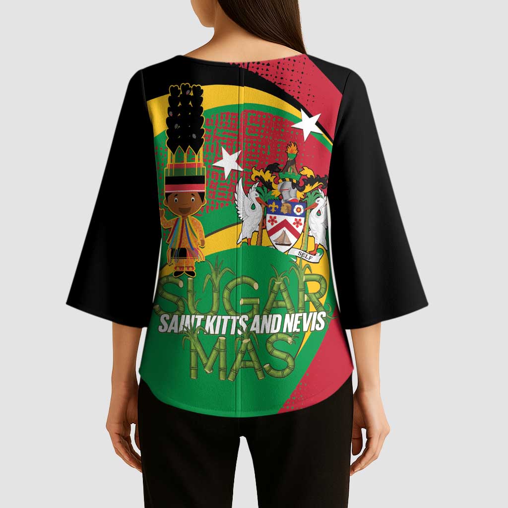 St Kitts and Nevis Sugar Mas Kimono Sleeve Blouse Caribbean Masquerade Flag Color - Wonder Print Shop