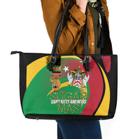St Kitts and Nevis Sugar Mas Leather Tote Bag Caribbean Masquerade Flag Color - Wonder Print Shop
