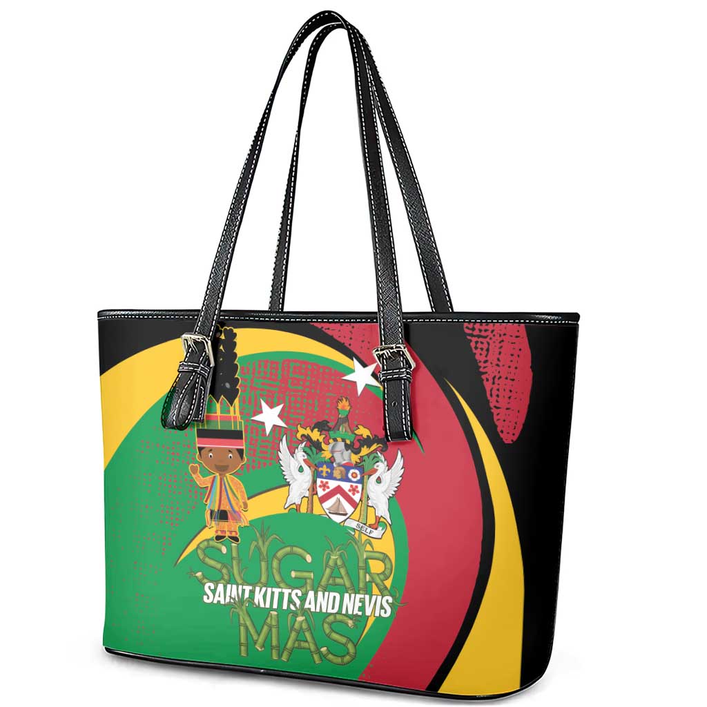 St Kitts and Nevis Sugar Mas Leather Tote Bag Caribbean Masquerade Flag Color - Wonder Print Shop
