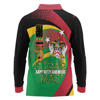 St Kitts and Nevis Sugar Mas Long Sleeve Polo Shirt Caribbean Masquerade Flag Color - Wonder Print Shop