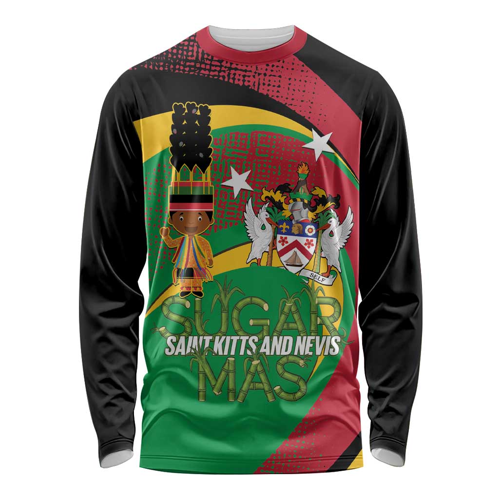 St Kitts and Nevis Sugar Mas Long Sleeve Shirt Caribbean Masquerade Flag Color - Wonder Print Shop