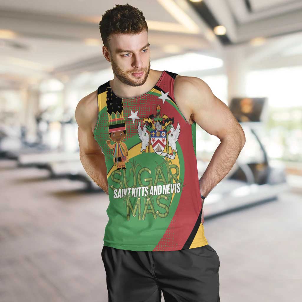 St Kitts and Nevis Sugar Mas Men Tank Top Caribbean Masquerade Flag Color - Wonder Print Shop