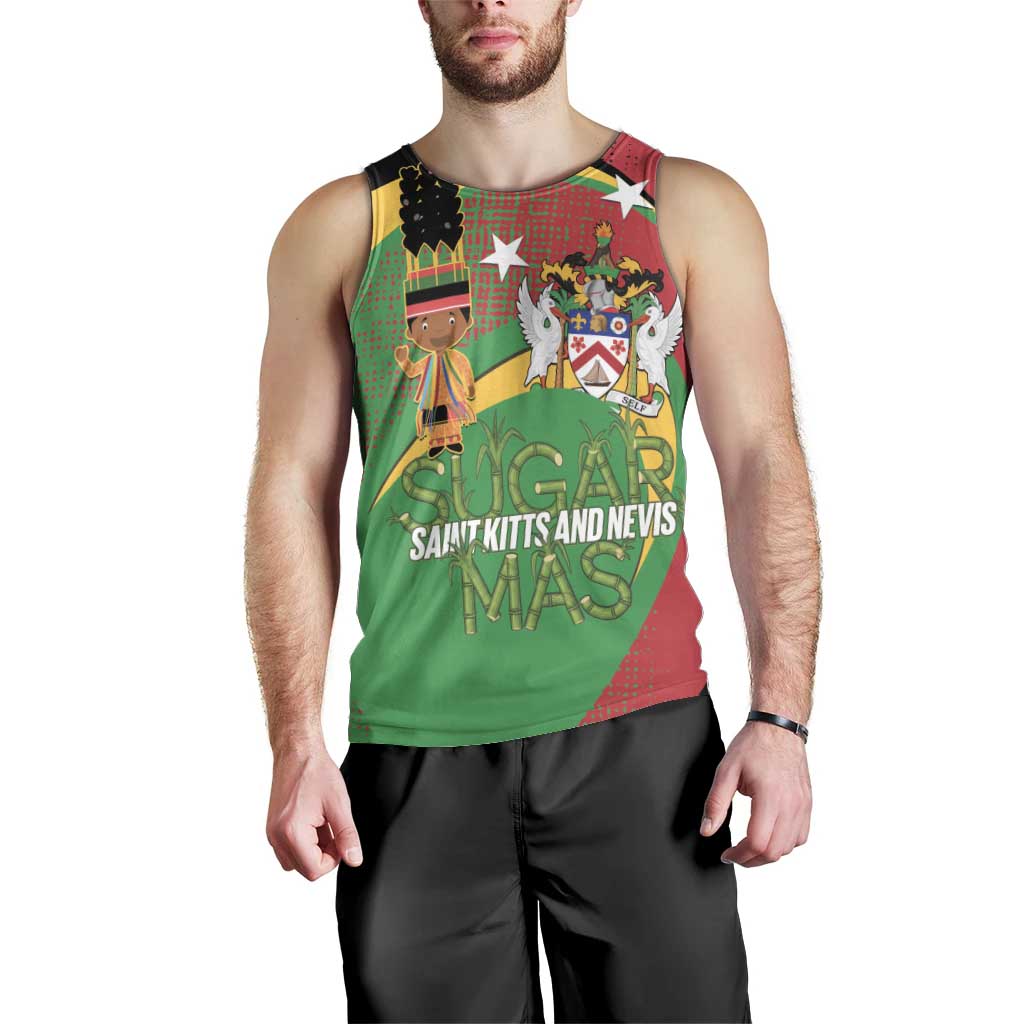 St Kitts and Nevis Sugar Mas Men Tank Top Caribbean Masquerade Flag Color - Wonder Print Shop