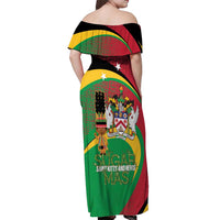 St Kitts and Nevis Sugar Mas Off Shoulder Maxi Dress Caribbean Masquerade Flag Color - Wonder Print Shop