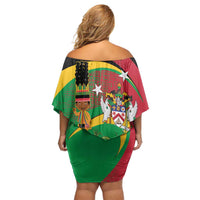 St Kitts and Nevis Sugar Mas Off Shoulder Short Dress Caribbean Masquerade Flag Color - Wonder Print Shop