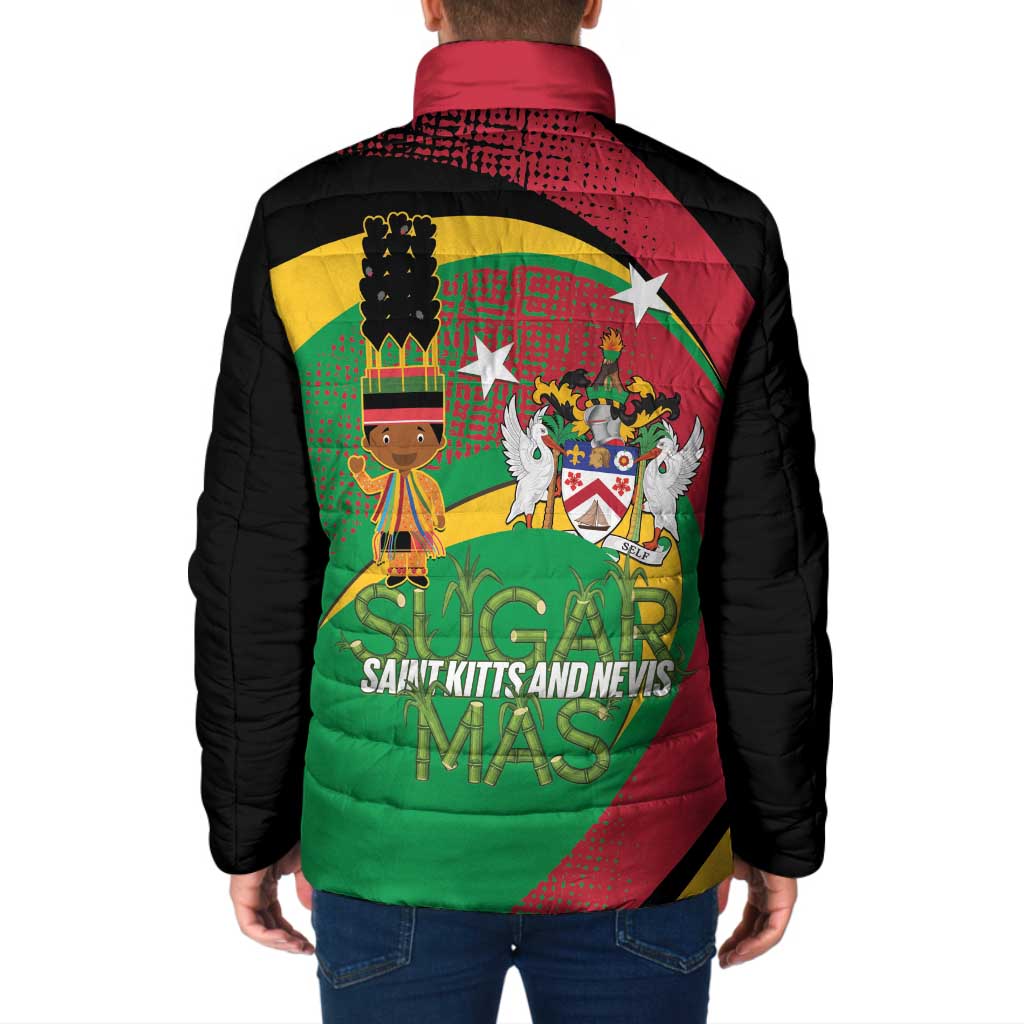 St Kitts and Nevis Sugar Mas Padded Jacket Caribbean Masquerade Flag Color - Wonder Print Shop
