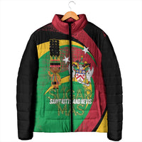 St Kitts and Nevis Sugar Mas Padded Jacket Caribbean Masquerade Flag Color - Wonder Print Shop