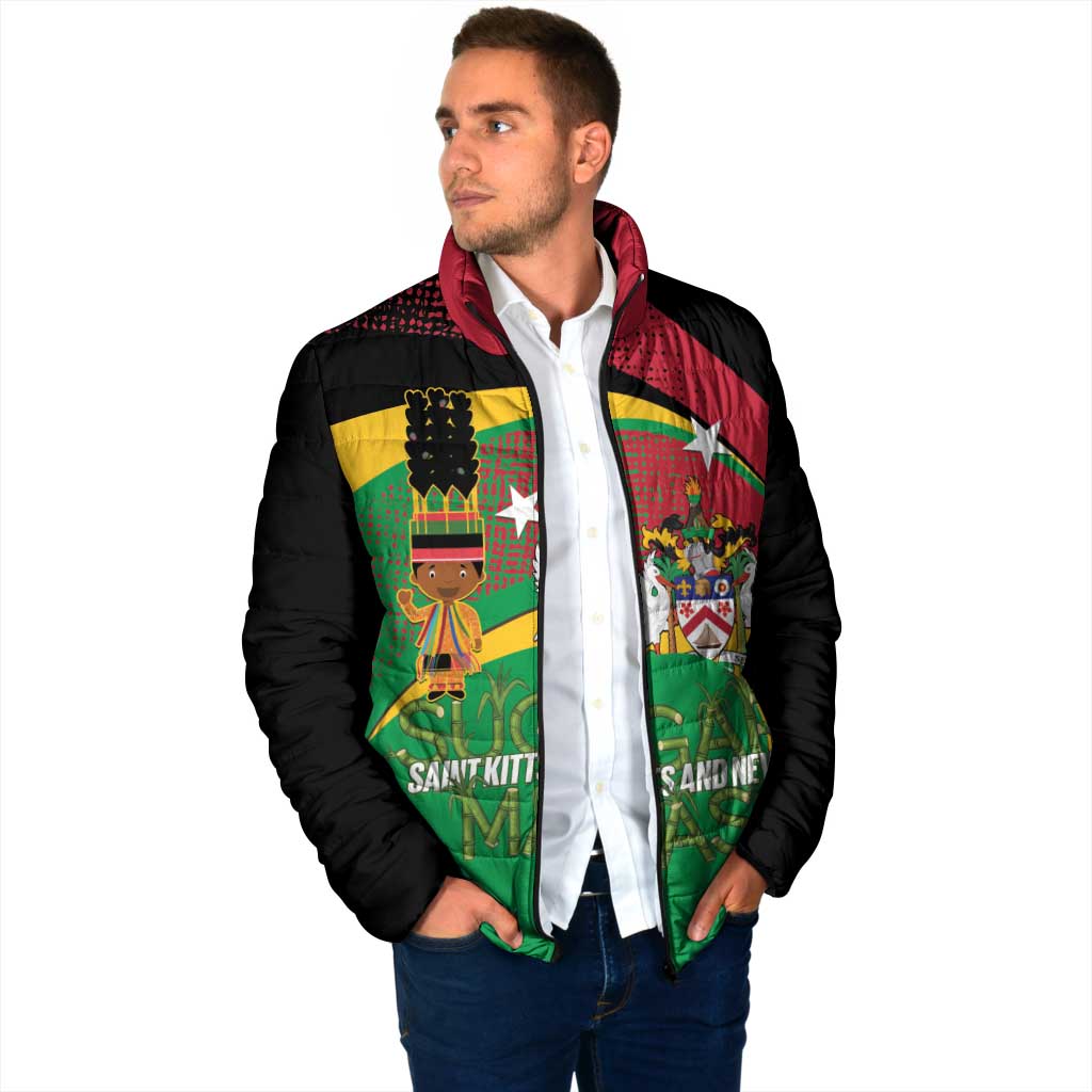 St Kitts and Nevis Sugar Mas Padded Jacket Caribbean Masquerade Flag Color - Wonder Print Shop
