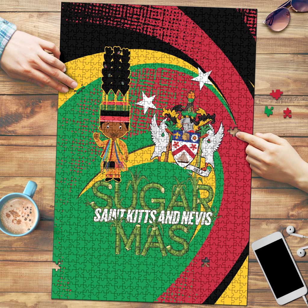 St Kitts and Nevis Sugar Mas Puzzle Caribbean Masquerade Flag Color - Wonder Print Shop