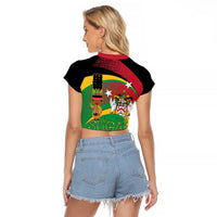 St Kitts and Nevis Sugar Mas Raglan Cropped T Shirt Caribbean Masquerade Flag Color - Wonder Print Shop