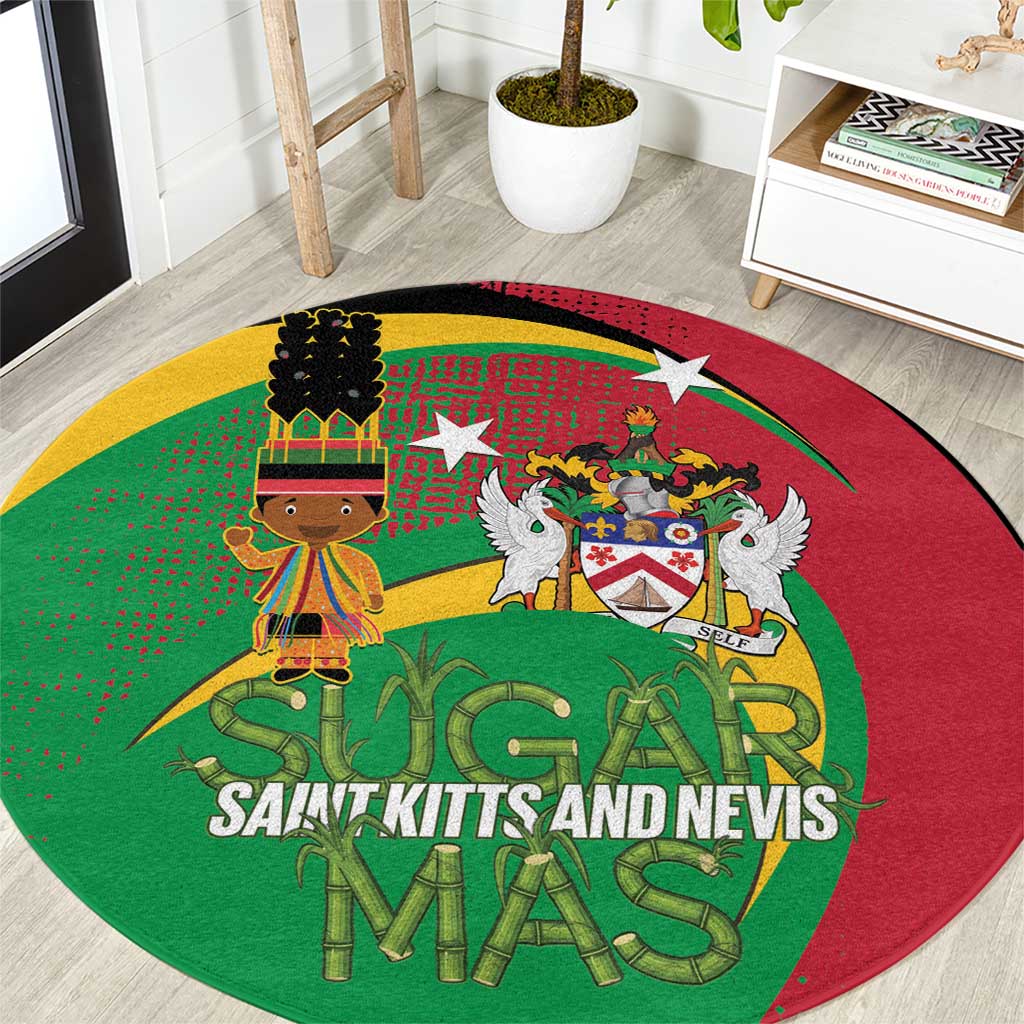 St Kitts and Nevis Sugar Mas Round Carpet Caribbean Masquerade Flag Color - Wonder Print Shop