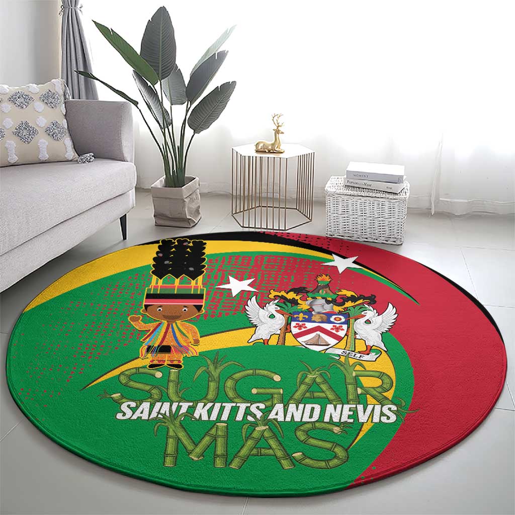 St Kitts and Nevis Sugar Mas Round Carpet Caribbean Masquerade Flag Color - Wonder Print Shop