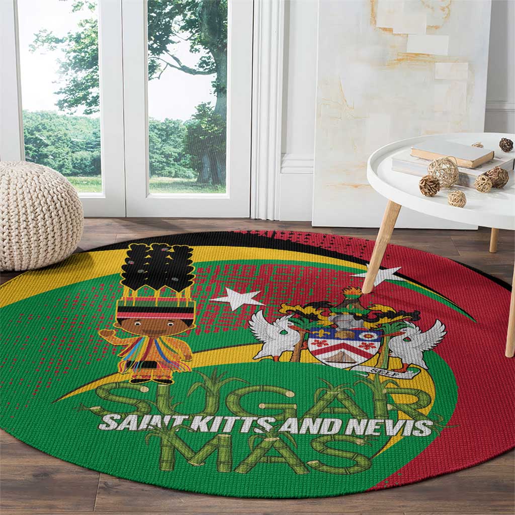 St Kitts and Nevis Sugar Mas Round Carpet Caribbean Masquerade Flag Color - Wonder Print Shop