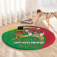 St Kitts and Nevis Sugar Mas Round Carpet Caribbean Masquerade Flag Color - Wonder Print Shop