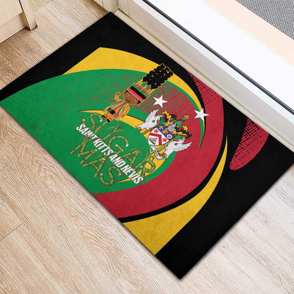 St Kitts and Nevis Sugar Mas Rubber Doormat Caribbean Masquerade Flag Color - Wonder Print Shop