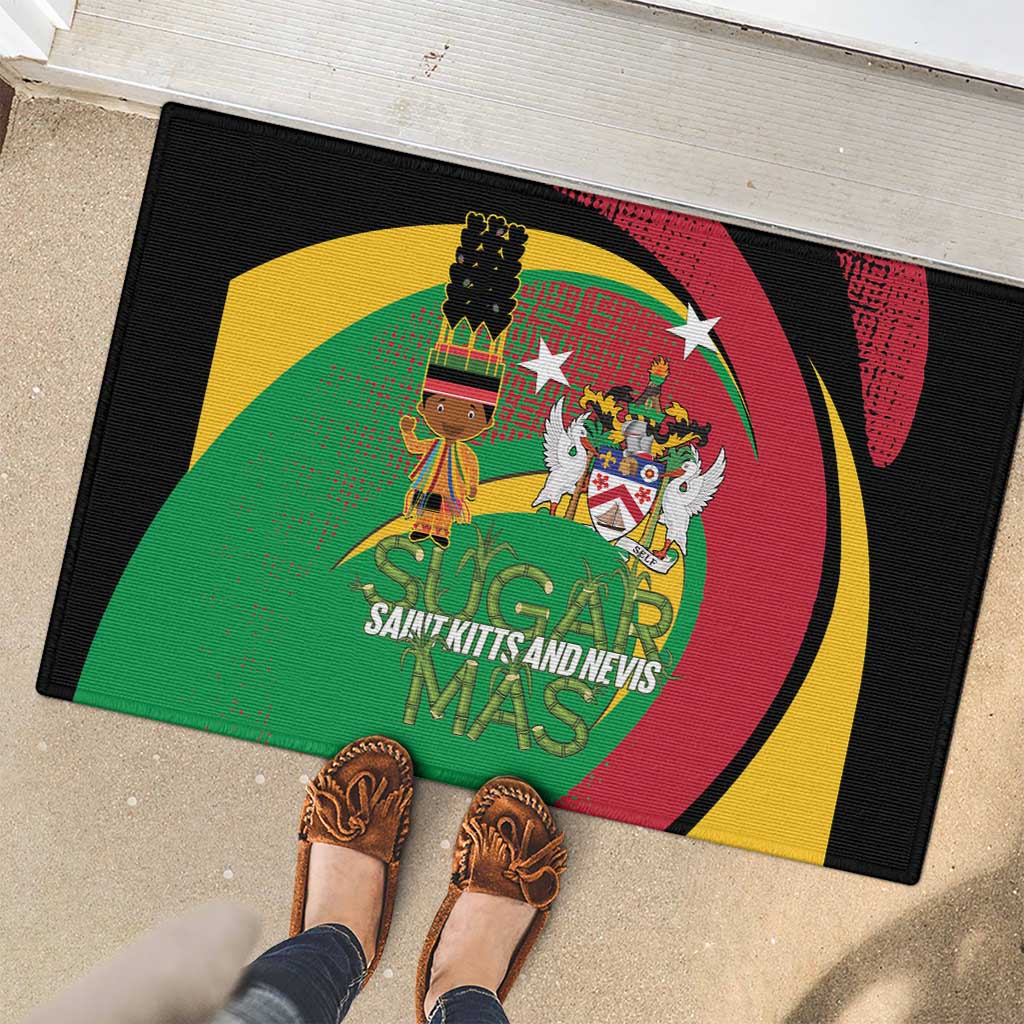 St Kitts and Nevis Sugar Mas Rubber Doormat Caribbean Masquerade Flag Color - Wonder Print Shop