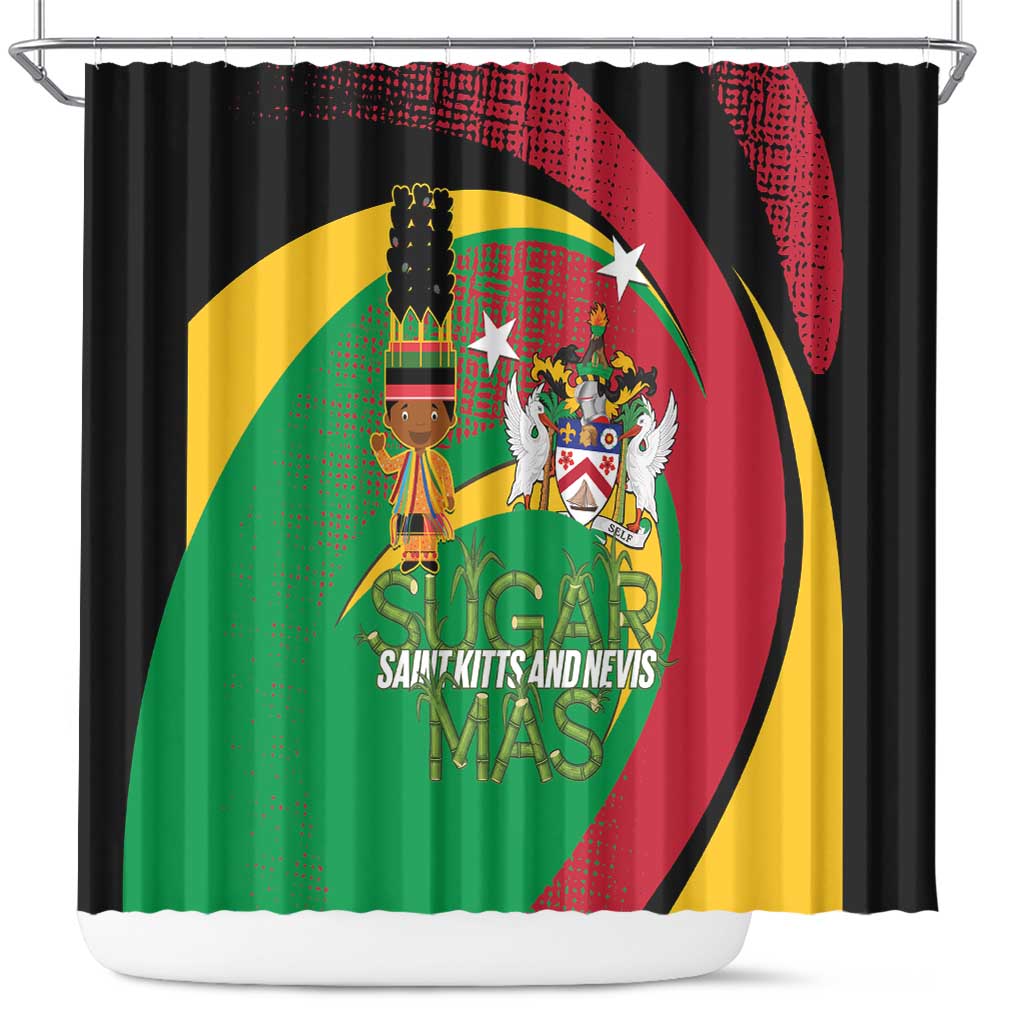 St Kitts and Nevis Sugar Mas Shower Curtain Caribbean Masquerade Flag Color - Wonder Print Shop