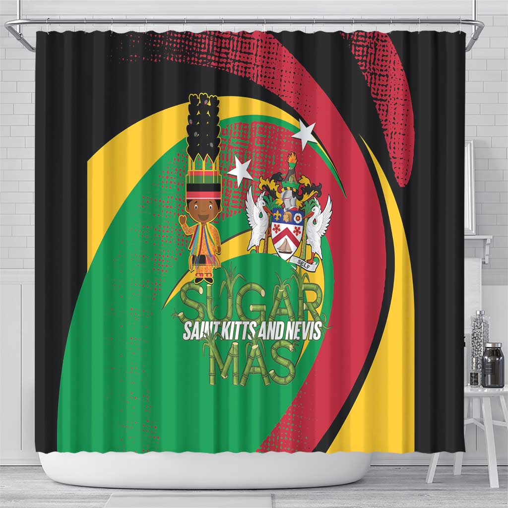 St Kitts and Nevis Sugar Mas Shower Curtain Caribbean Masquerade Flag Color - Wonder Print Shop