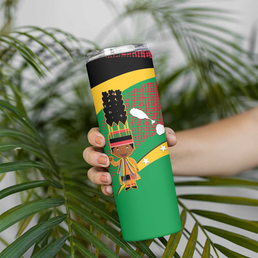 St Kitts and Nevis Sugar Mas Skinny Tumbler Caribbean Masquerade Flag Color - Wonder Print Shop