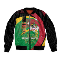 St Kitts and Nevis Sugar Mas Sleeve Zip Bomber Jacket Caribbean Masquerade Flag Color - Wonder Print Shop