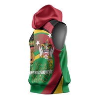 St Kitts and Nevis Sugar Mas Sleeveless Hoodie Caribbean Masquerade Flag Color - Wonder Print Shop