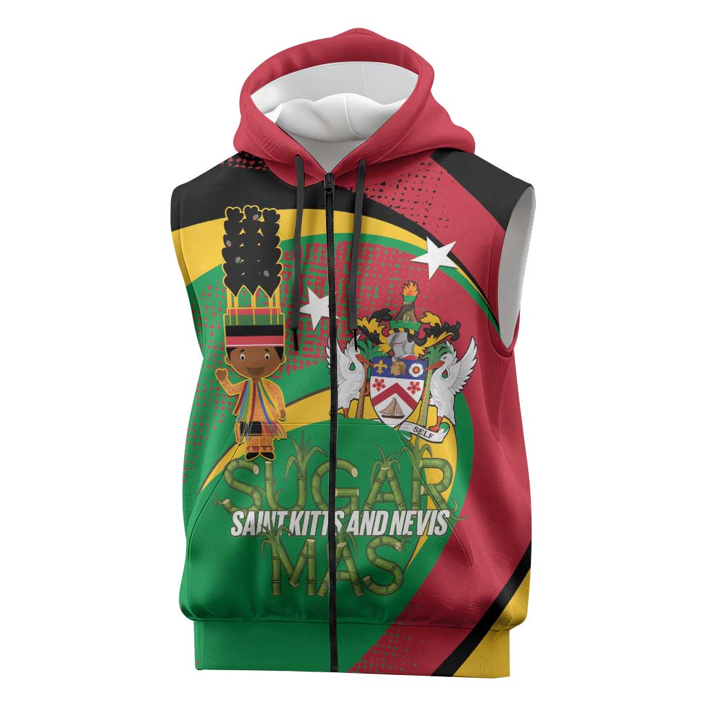 St Kitts and Nevis Sugar Mas Sleeveless Zip Hoodie Caribbean Masquerade Flag Color - Wonder Print Shop
