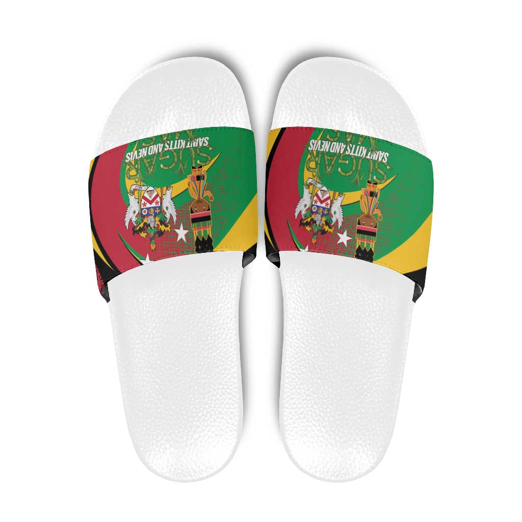 St Kitts and Nevis Sugar Mas Slide Sandals Caribbean Masquerade Flag Color - Wonder Print Shop