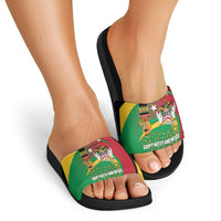 St Kitts and Nevis Sugar Mas Slide Sandals Caribbean Masquerade Flag Color - Wonder Print Shop