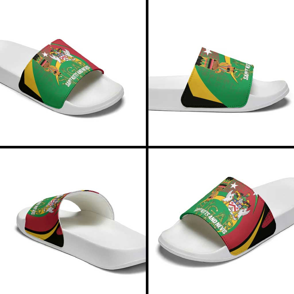 St Kitts and Nevis Sugar Mas Slide Sandals Caribbean Masquerade Flag Color - Wonder Print Shop