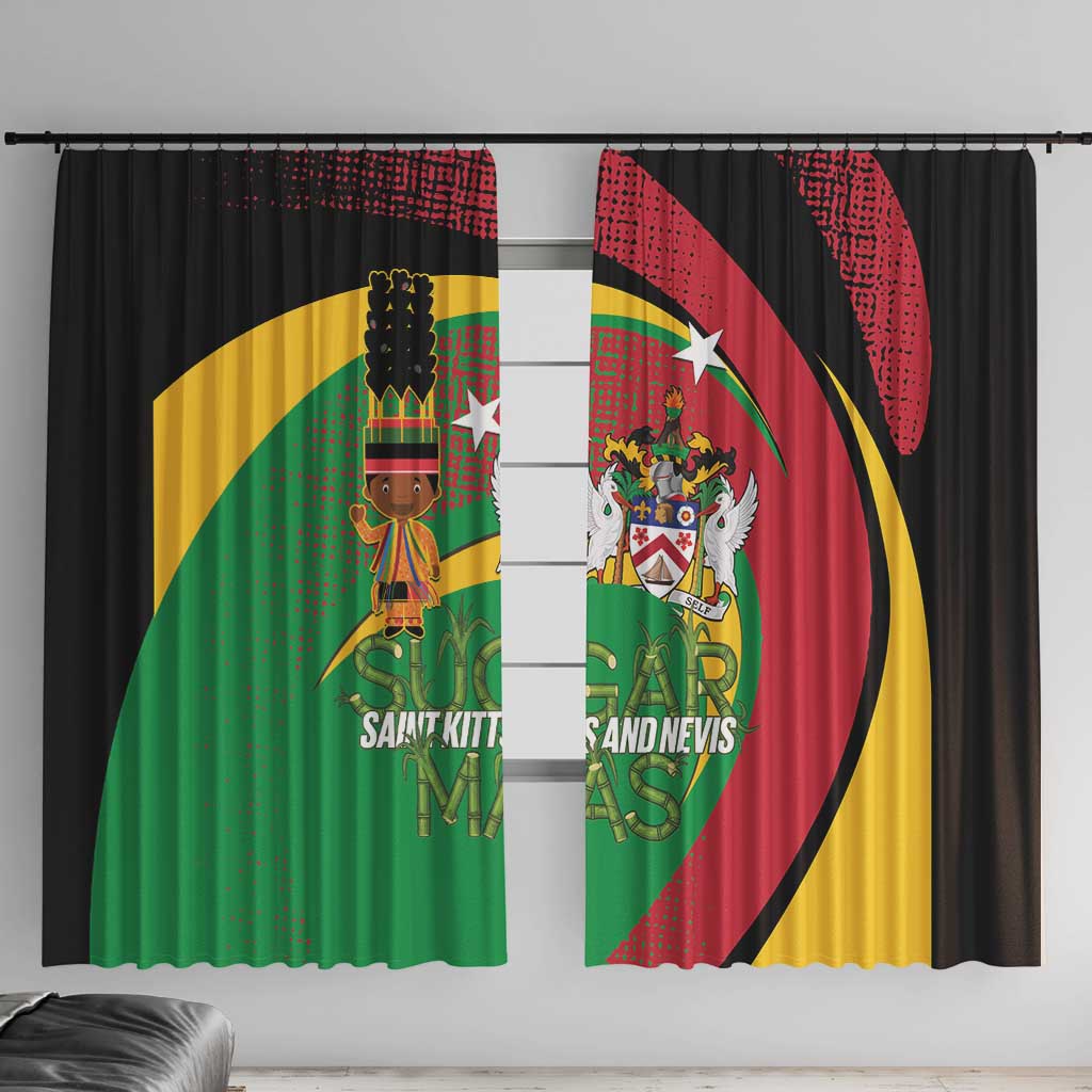 St Kitts and Nevis Sugar Mas Window Curtain Caribbean Masquerade Flag Color - Wonder Print Shop