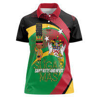 St Kitts and Nevis Sugar Mas Women Polo Shirt Caribbean Masquerade Flag Color - Wonder Print Shop