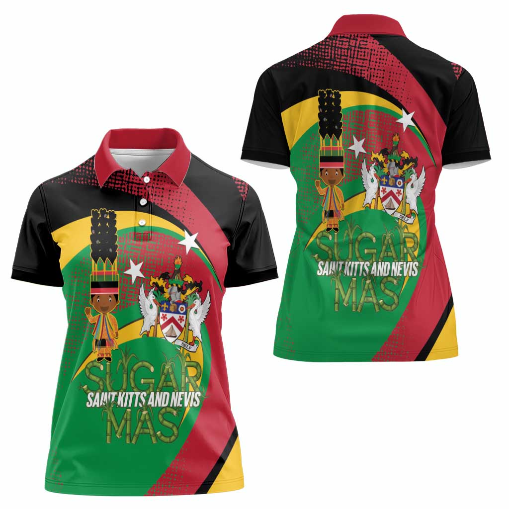 St Kitts and Nevis Sugar Mas Women Polo Shirt Caribbean Masquerade Flag Color - Wonder Print Shop