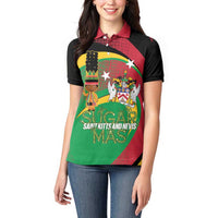 St Kitts and Nevis Sugar Mas Women Polo Shirt Caribbean Masquerade Flag Color - Wonder Print Shop