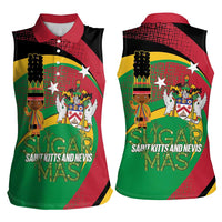 St Kitts and Nevis Sugar Mas Women Sleeveless Polo Shirt Caribbean Masquerade Flag Color - Wonder Print Shop