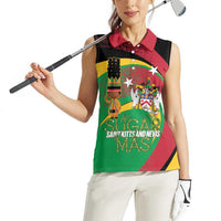 St Kitts and Nevis Sugar Mas Women Sleeveless Polo Shirt Caribbean Masquerade Flag Color - Wonder Print Shop