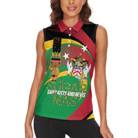 St Kitts and Nevis Sugar Mas Women Sleeveless Polo Shirt Caribbean Masquerade Flag Color - Wonder Print Shop