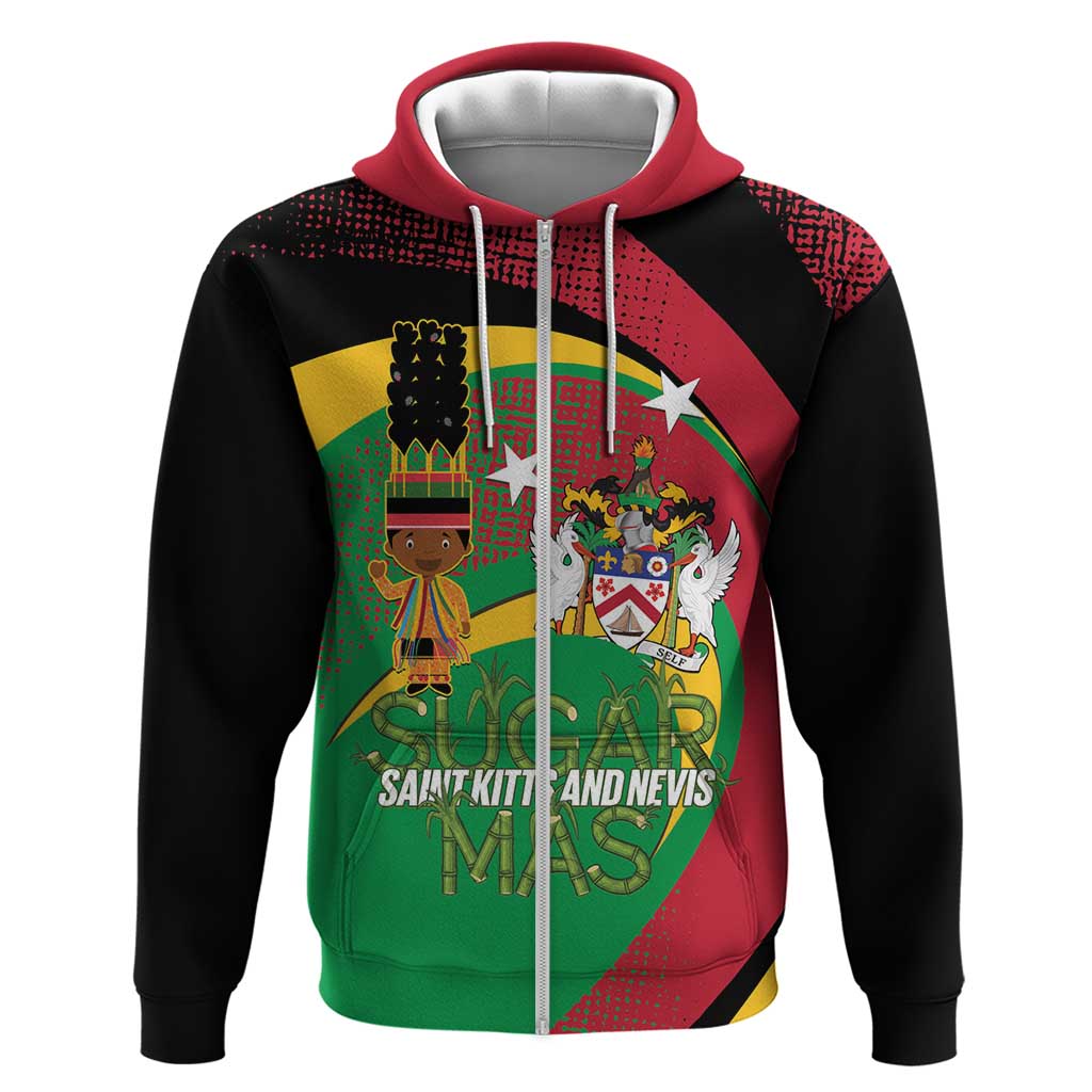 St Kitts and Nevis Sugar Mas Zip Hoodie Caribbean Masquerade Flag Color - Wonder Print Shop