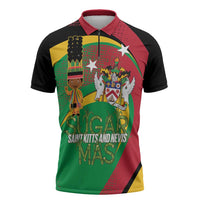 St Kitts and Nevis Sugar Mas Zipper Polo Shirt Caribbean Masquerade Flag Color - Wonder Print Shop