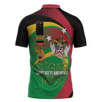 St Kitts and Nevis Sugar Mas Zipper Polo Shirt Caribbean Masquerade Flag Color - Wonder Print Shop