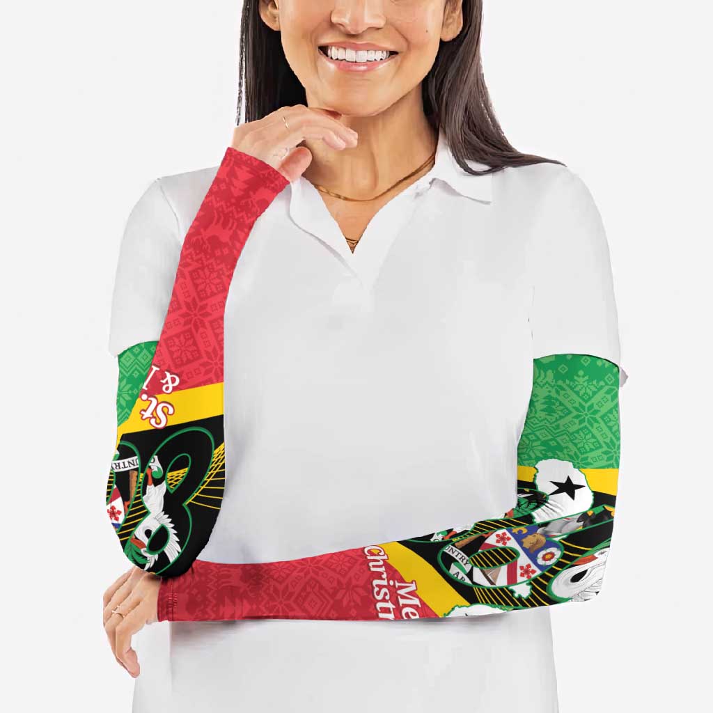 St Kitts and Nevis Christmas Arm Sleeves 869 Proud With Map - Wonder Print Shop