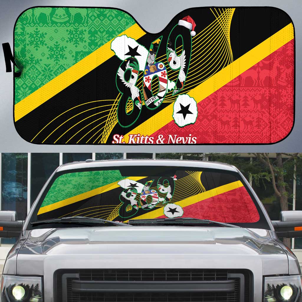 St Kitts and Nevis Christmas Auto Sun Shade 869 Proud With Map - Wonder Print Shop